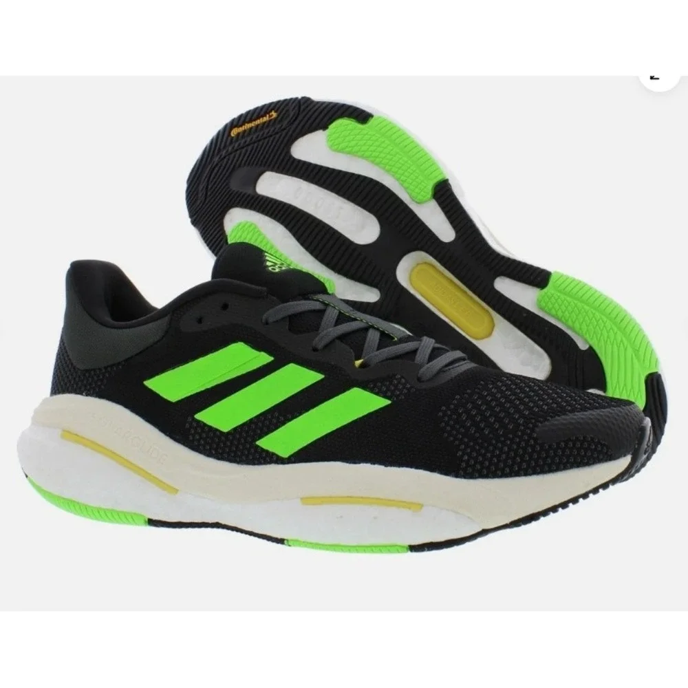 Adidas SolarGlide 5 Mens Running Shoes Black Solar Green GX6703 Size 10